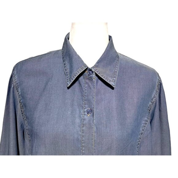 Liz Claiborne Chambray Top Womens Size L Button Up Long Sleeve NWT NOS - Picture 2 of 14